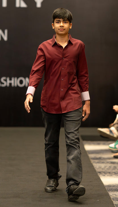 Maroon Classic Poplin Shirt